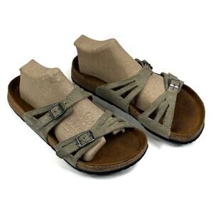 Birkenstock Birki's Granada Gray Leather Slip On Sandals L6 M4 EU 37